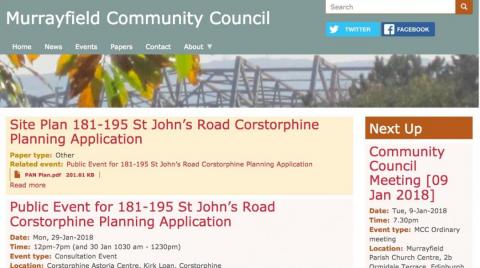 Murrayfield Community Council homepage by AlbanyWeb